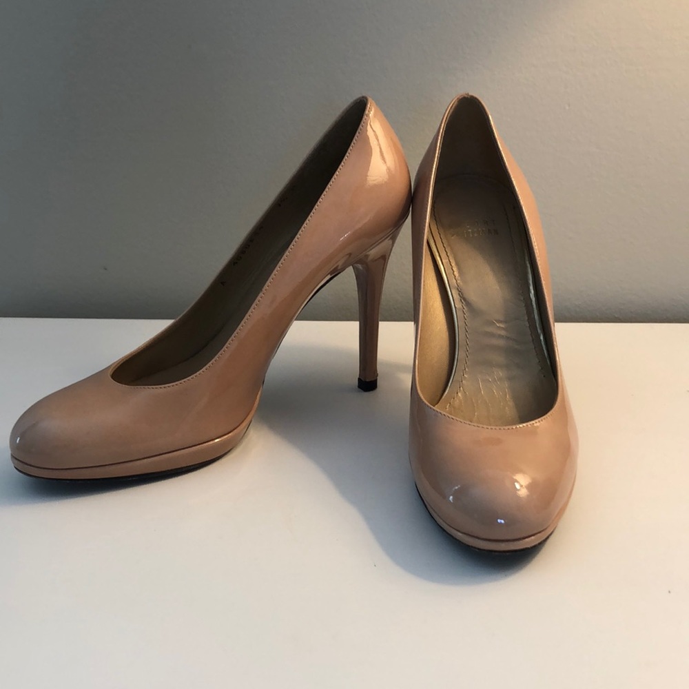 Stuart Weitzman Plato Nude Platform Pumps 7.5